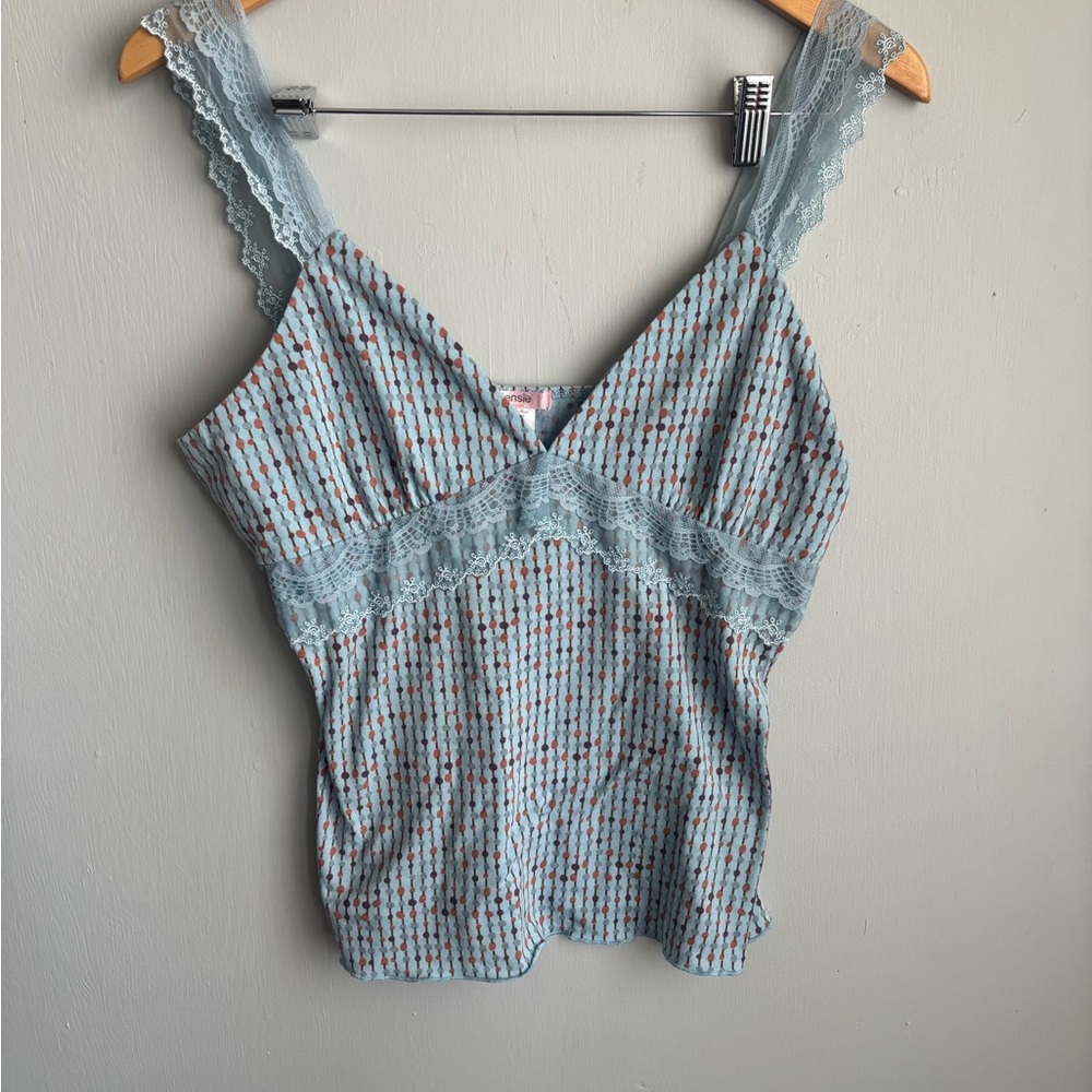 Blue Lace Trim Cami Top by Kenzie
